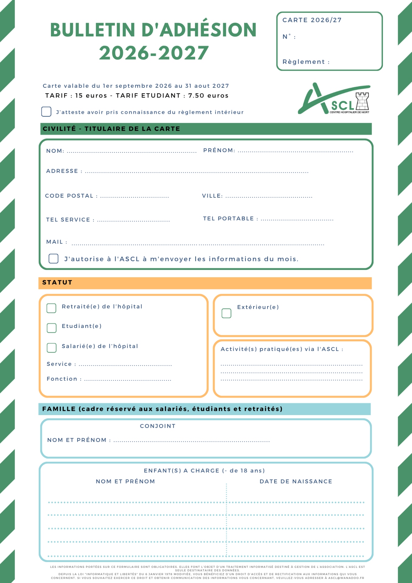 Bulletin d adhesion 2026-27