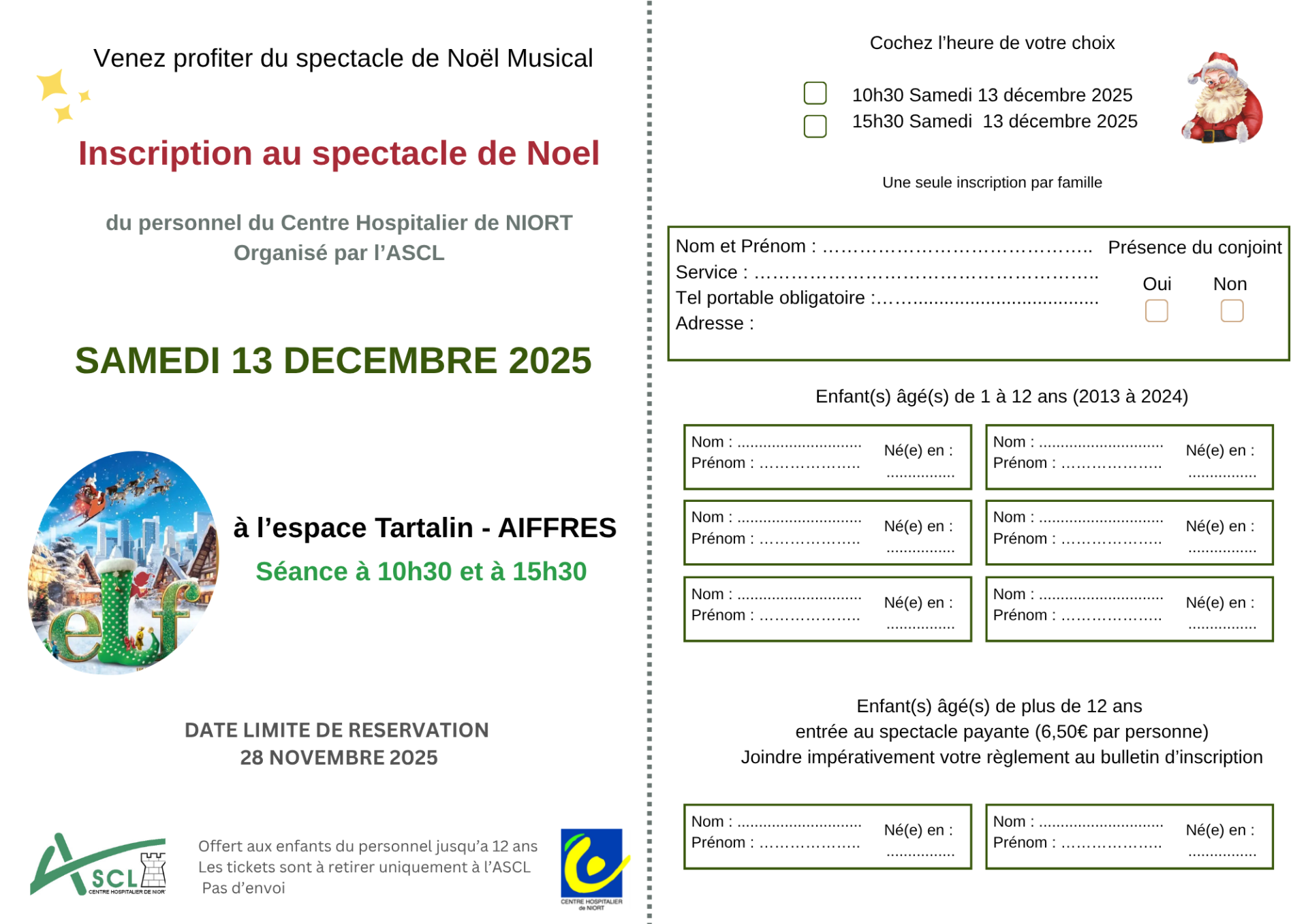 Inscription spectacle de noel 2025