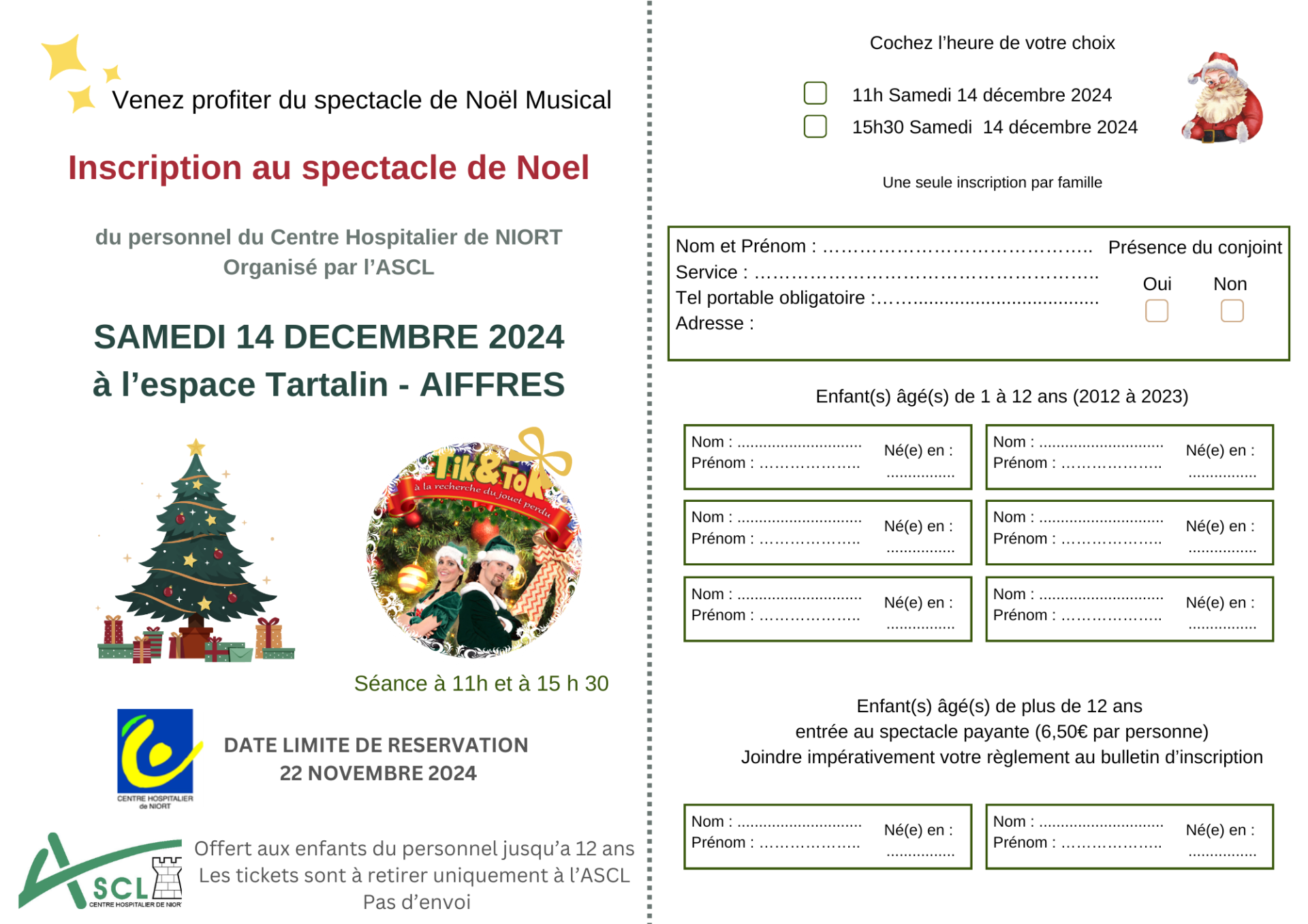 Inscription spectacle de noel 2023